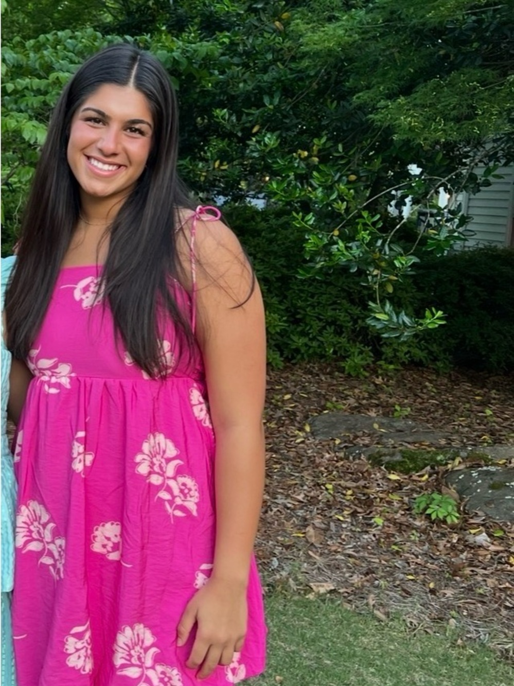 Tie-Shoulder Floral Mini Dress in Pink